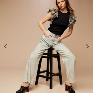 Veronica Beard Sky Blue Wide Leg Jeans